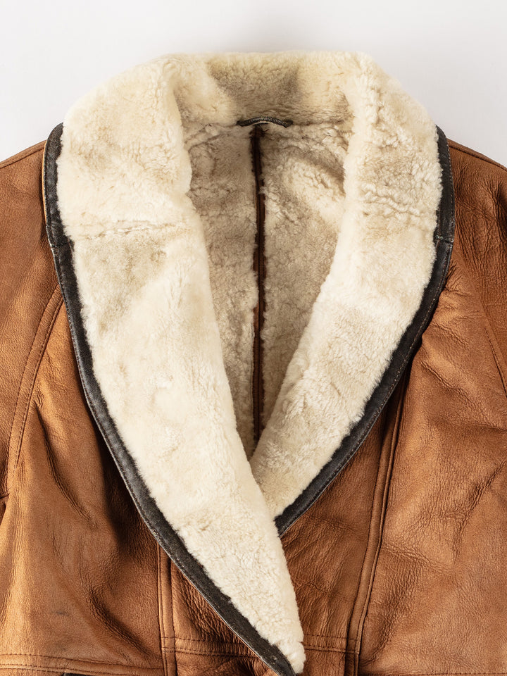 Vintage 80's Women Sheepskin Coat in BrownMN589