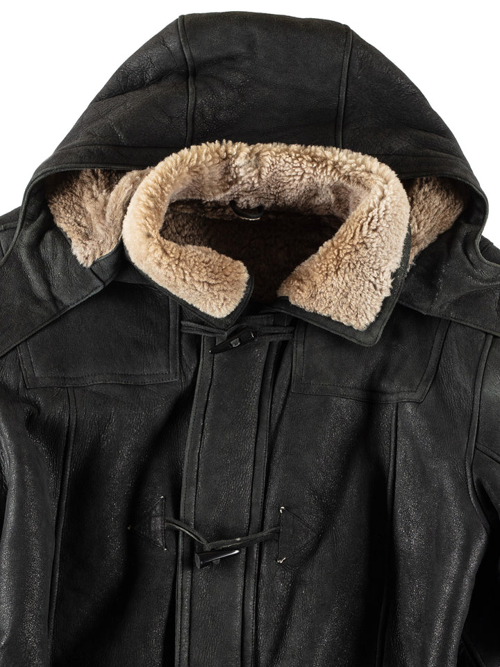 Vintage 80's Men Sheepskin Coat in BlackVN767