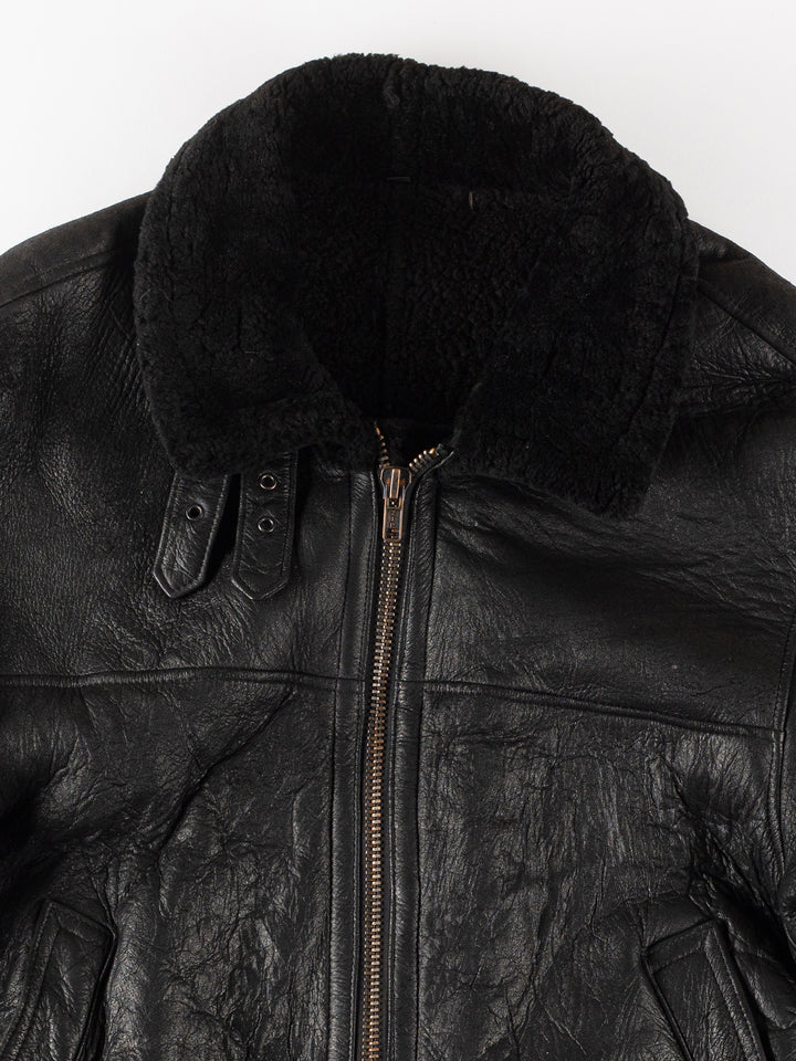 Vintage 90's Men Sheepskin Jacket in BlackVN275