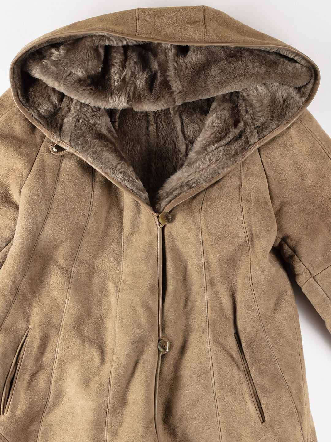 Vintage 80's Women Sheepskin Coat in BeigeMN550