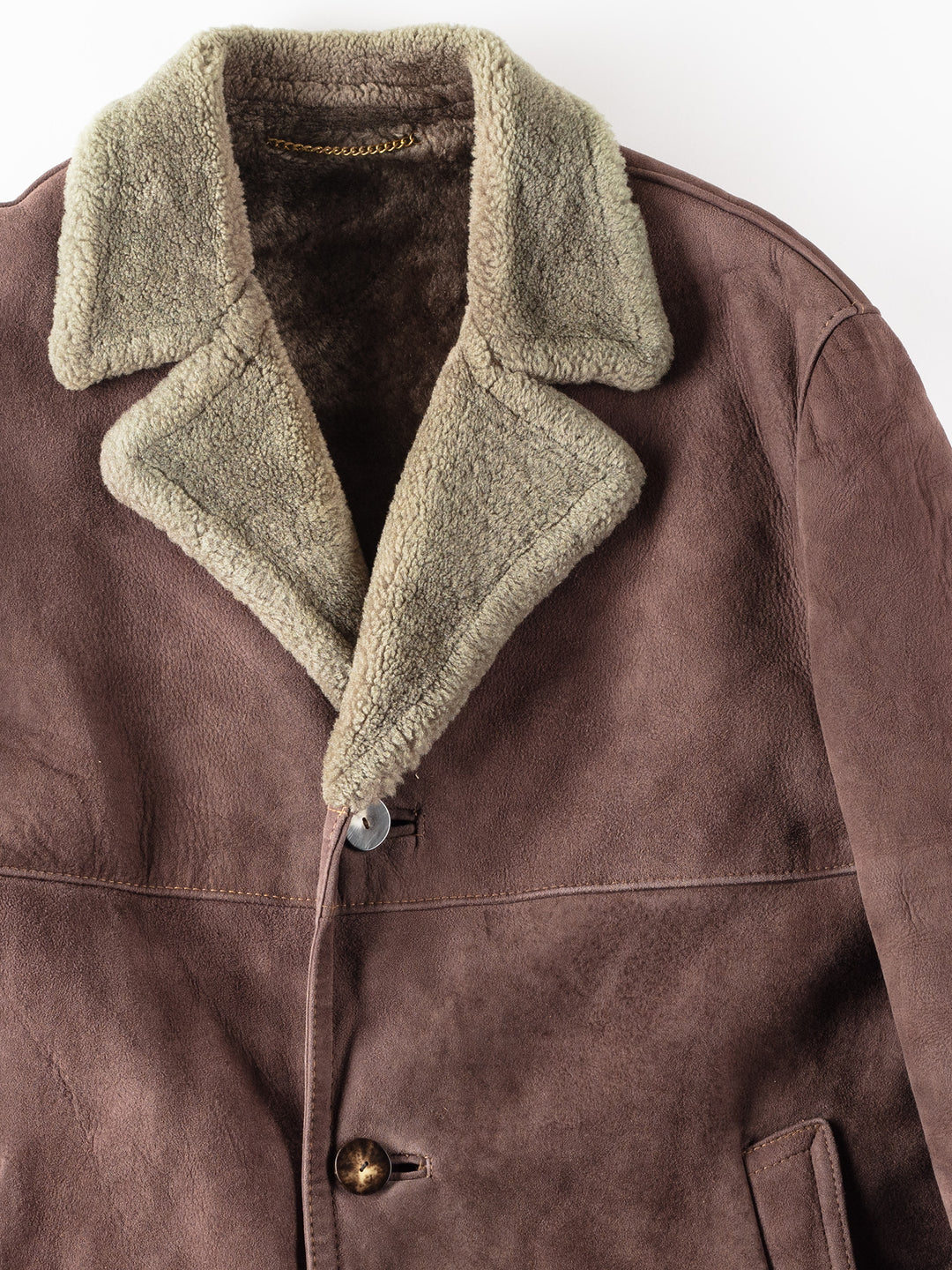 Vintage 70's Men Sheepskin Shearling Coat in Brown