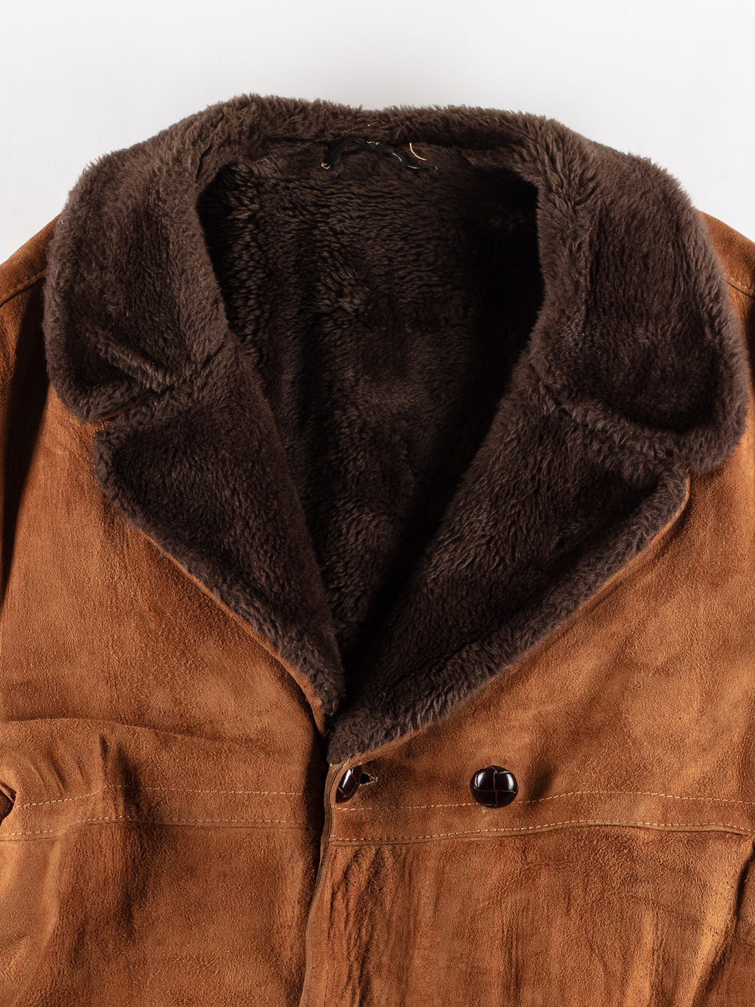 Vintage 80's Men Faux Sheepskin Coat in BrownVN435