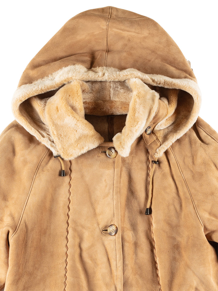 Vintage 70's Women Sheepskin Coat in BeigeMN748