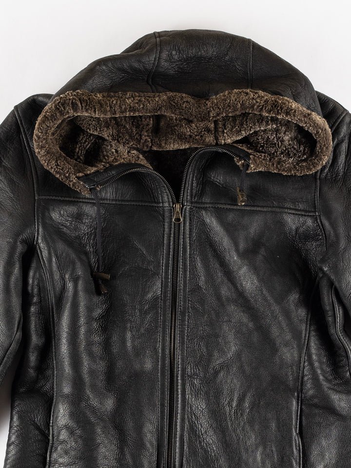 Vintage 80's Men Sheepskin Jacket in BlackVN463