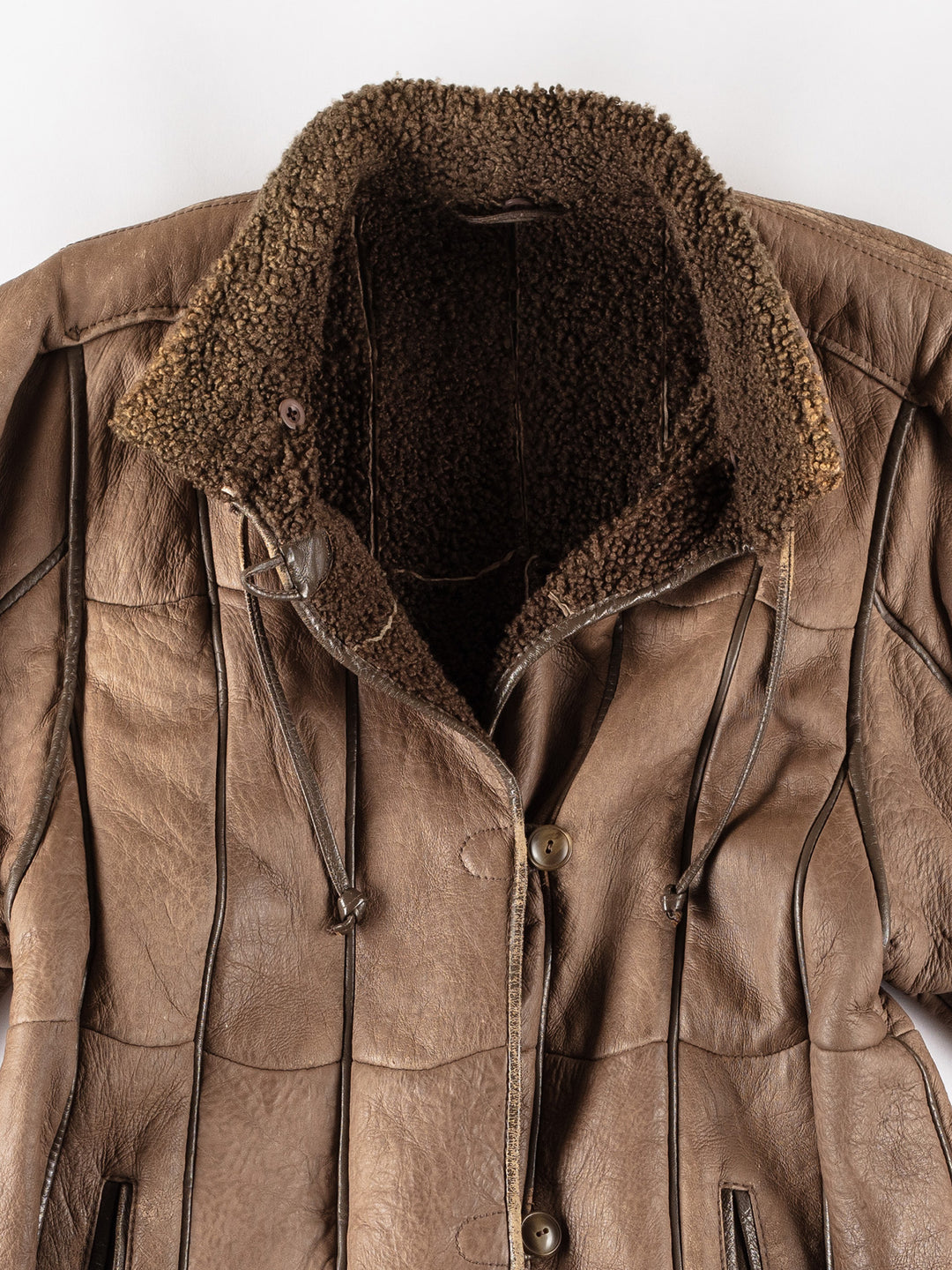 Vintage 90's Women Sheepskin Coat in BrownMN778