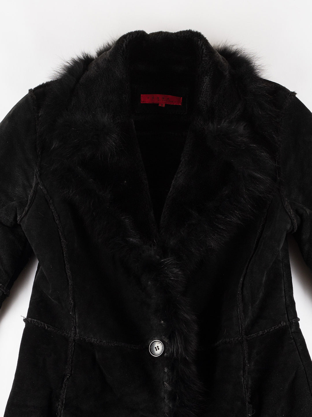 Vintage 70's Women Faux Sheepskin Coat in BlackMN637