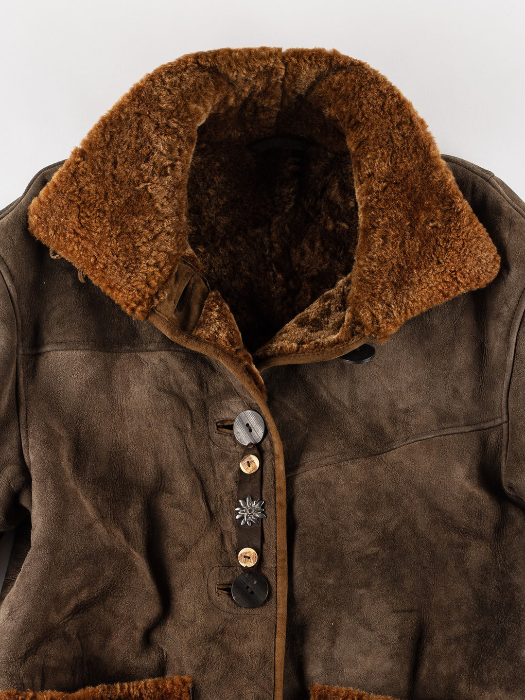Vintage 80's Women Sheepskin Coat in BrownMN625