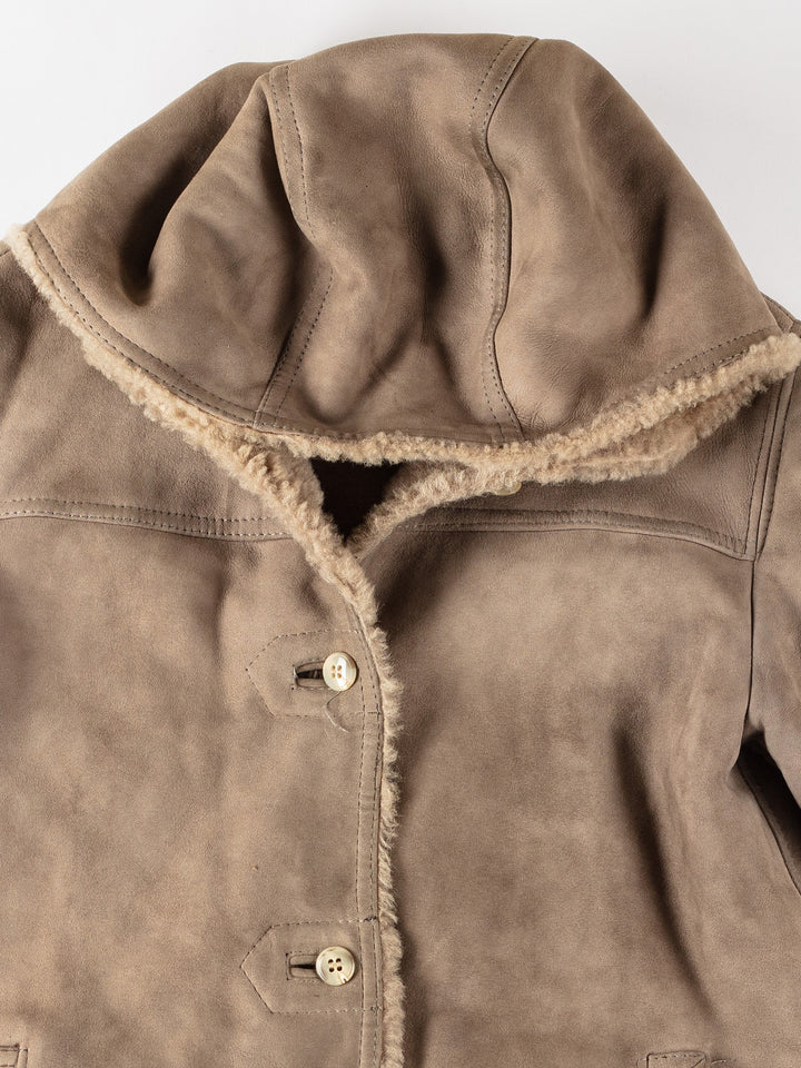 Vintage 80's Women Sheepskin Coat in BeigeMN554