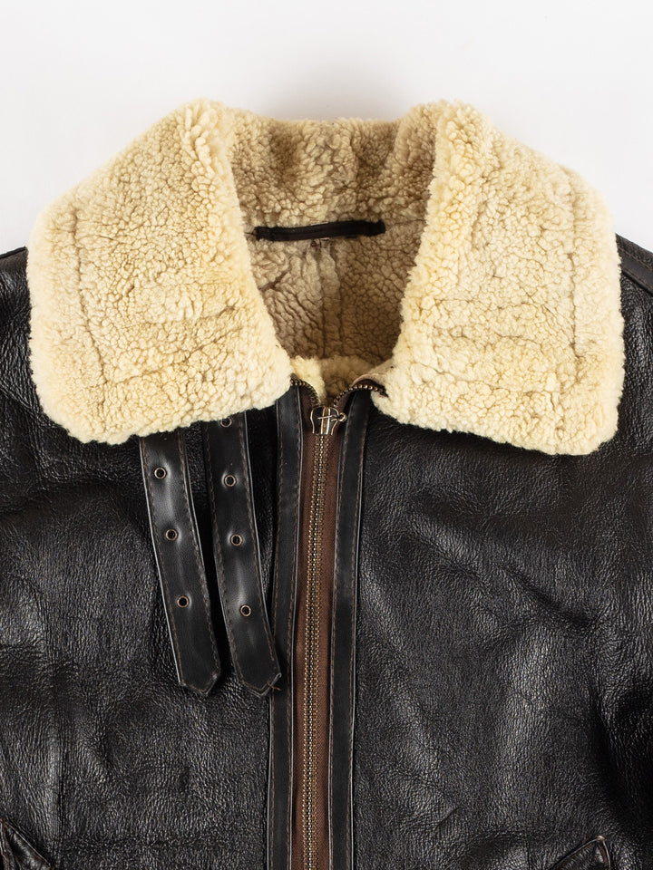 Vintage 80's Men Sheepskin Jacket in BlackVN457