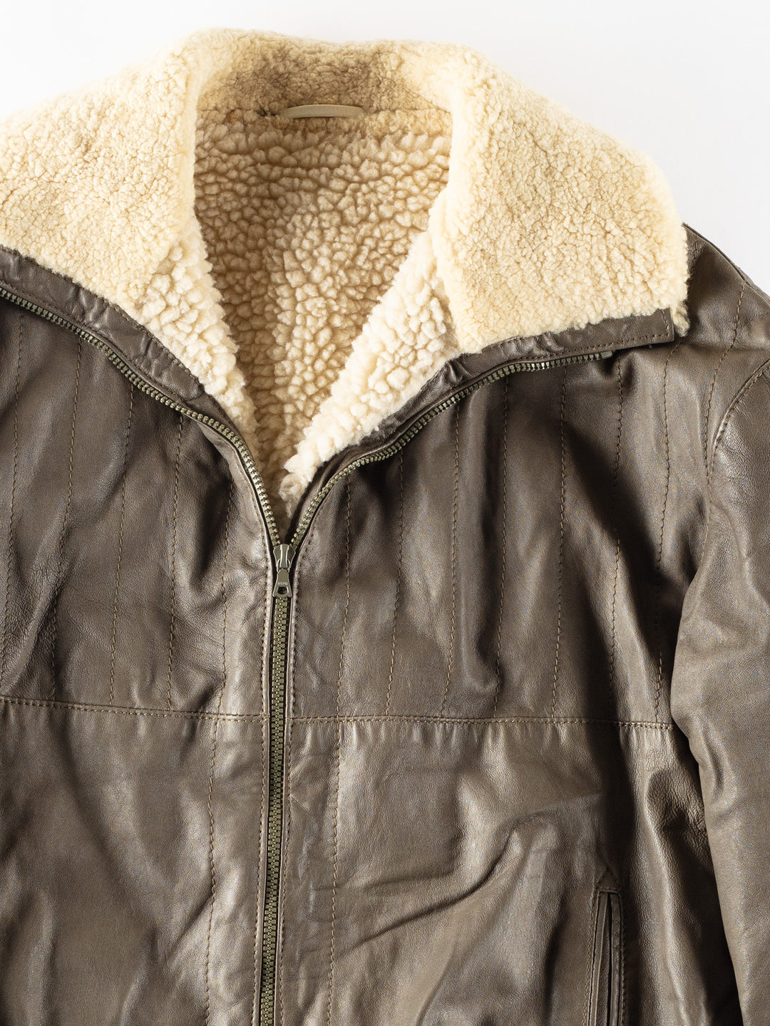 Vintage 90's Men Faux Sheepskin Jacket in Gray