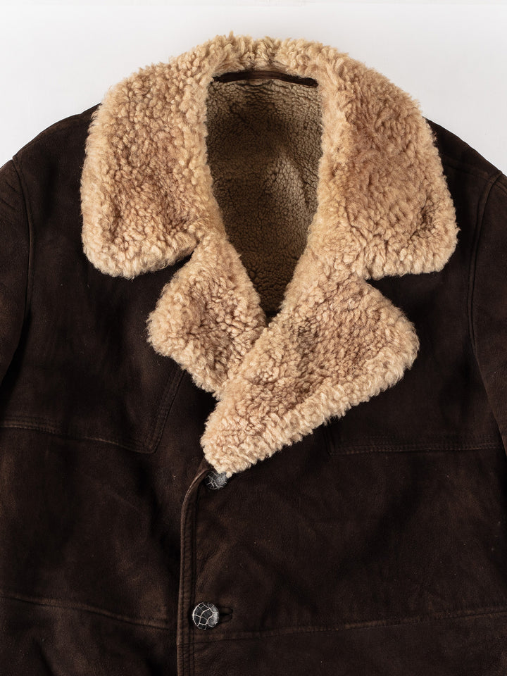 Vintage 80's Men Sheepskin Coat in BrownVN418