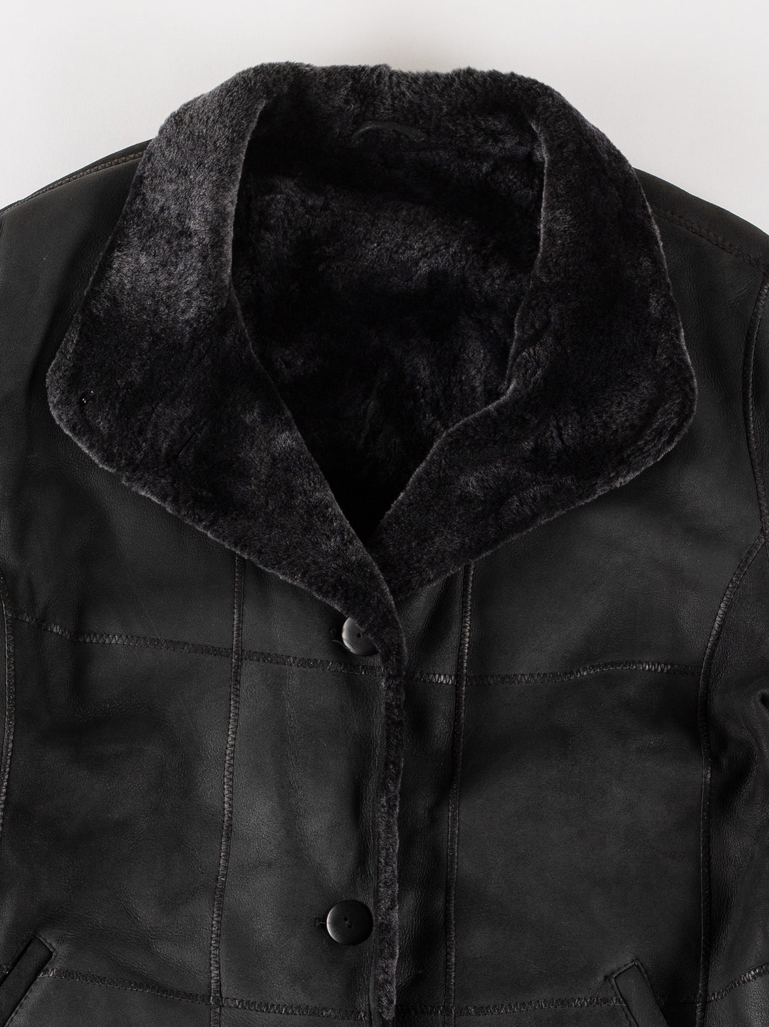 Vintage 80's Women Sheepskin Coat in BlueMN596