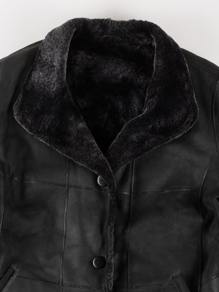 Vintage 80's Women Sheepskin Coat in BlueMN596