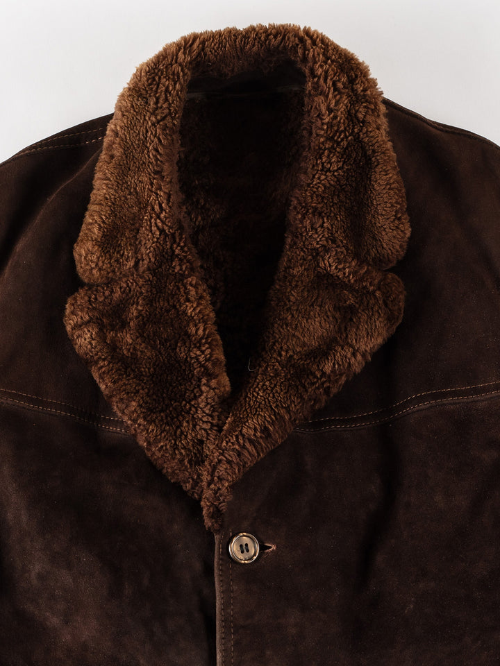 Vintage 80's Men Sheepskin Coat in BrownVN428