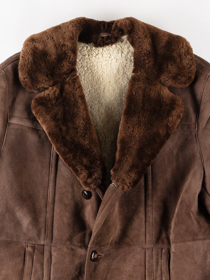 Vintage 80's Men Sheepskin Coat in BrownVN297