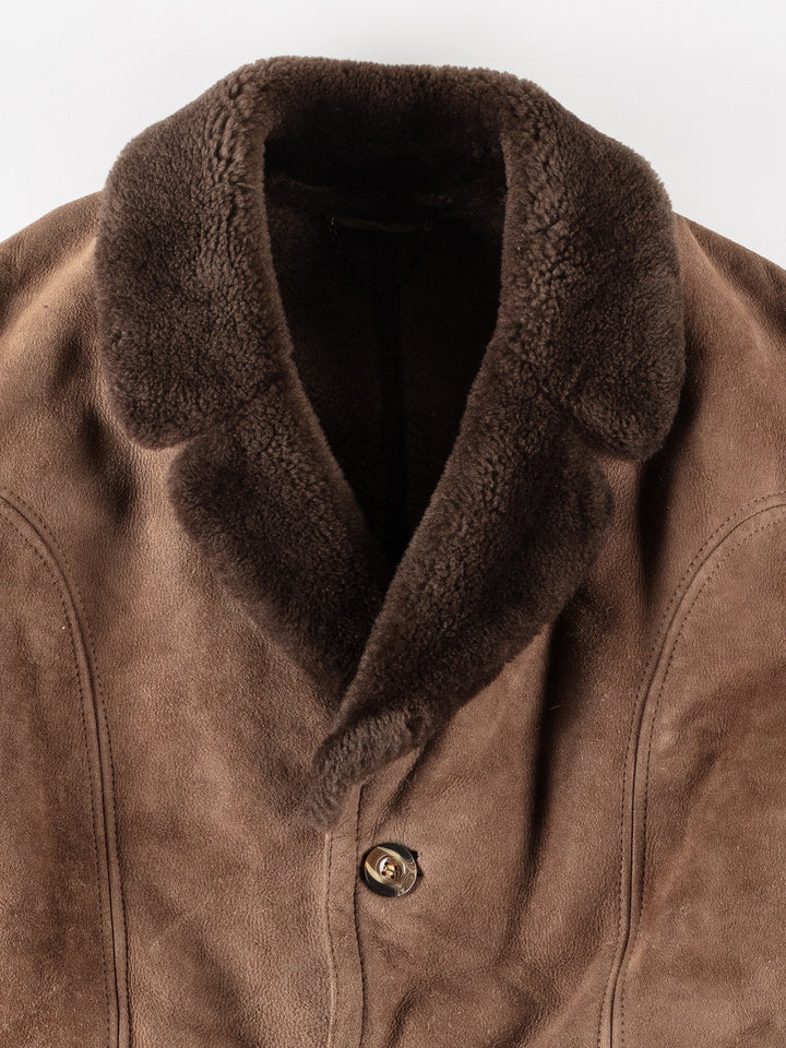 Vintage 70's Men Sheepskin Coat in BrownVN294