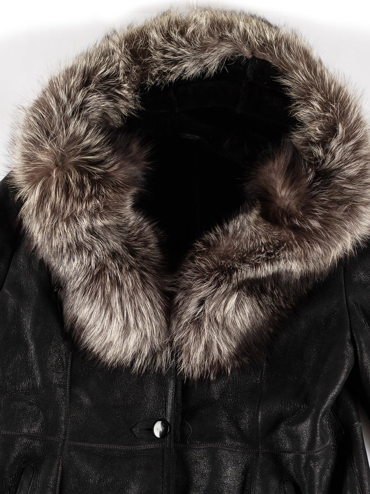 Vintage 70's Women Sheepskin Coat in BlackMN491