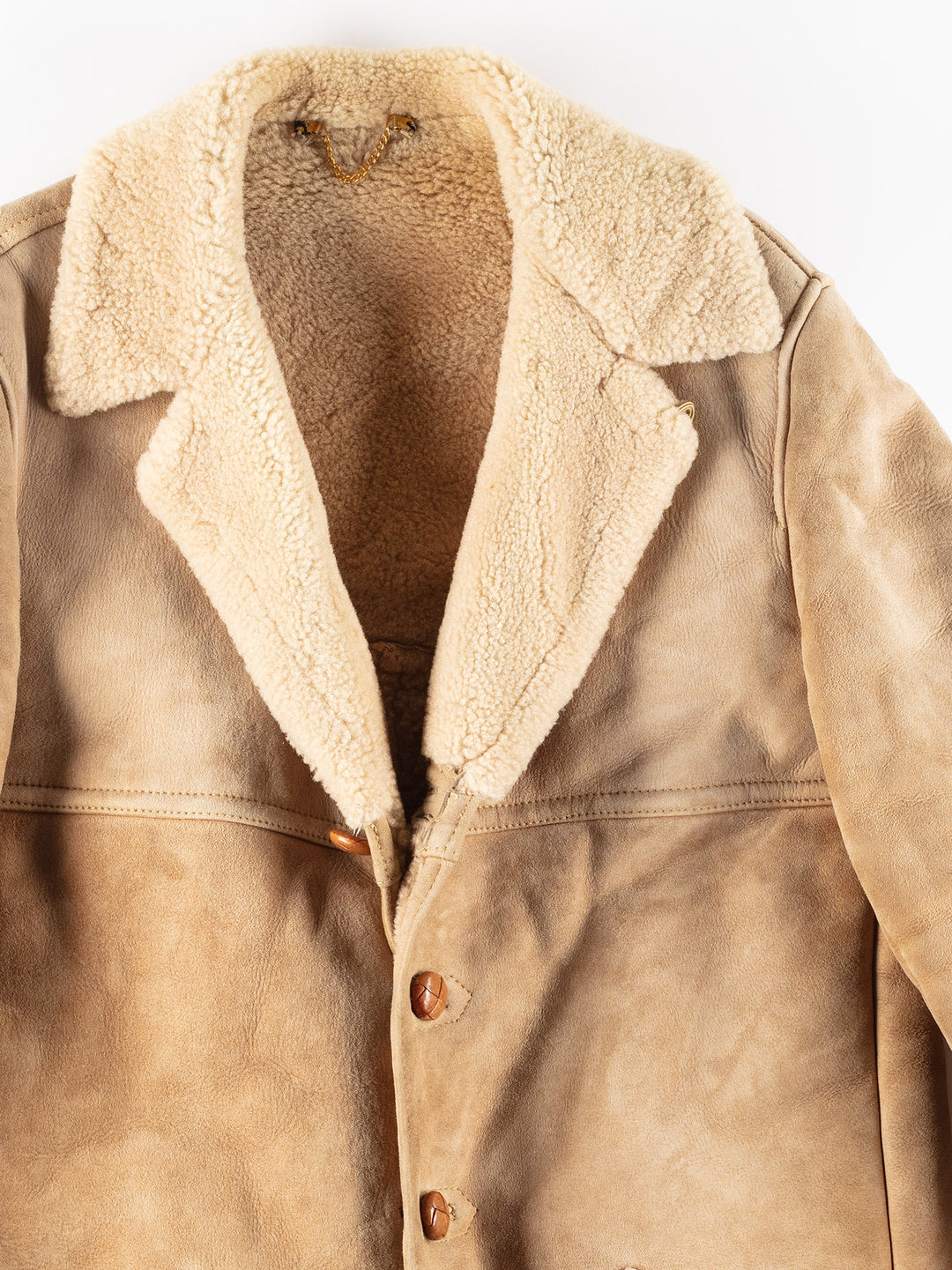 Vintage 70's Men Sheepskin Coat in Beige