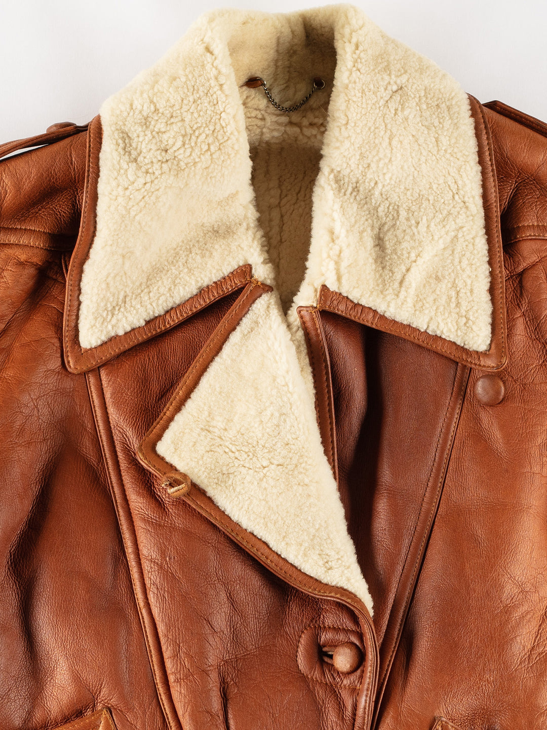 Vintage 80's Women Sheepskin Coat in BrownMN782