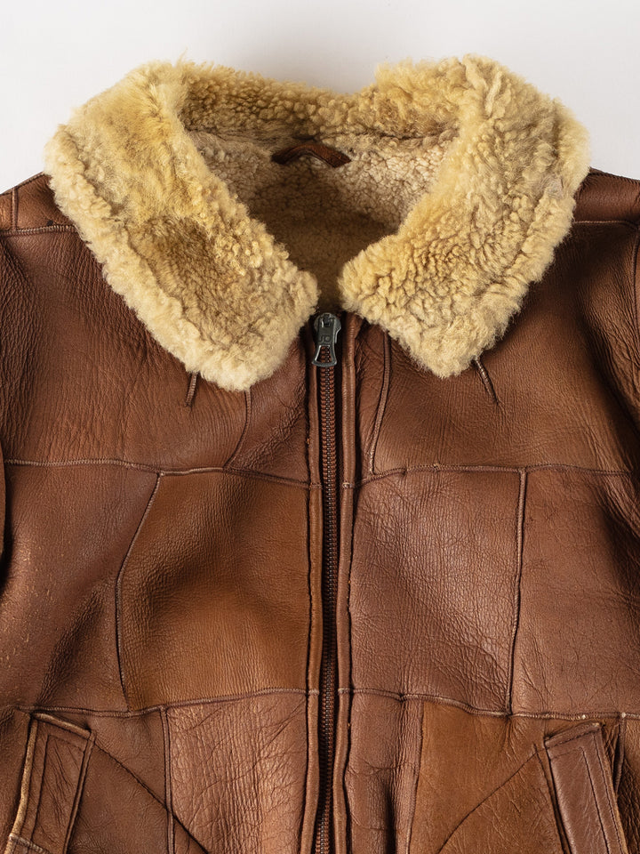 Vintage 80's Men Sheepskin Jacket in BrownVN408