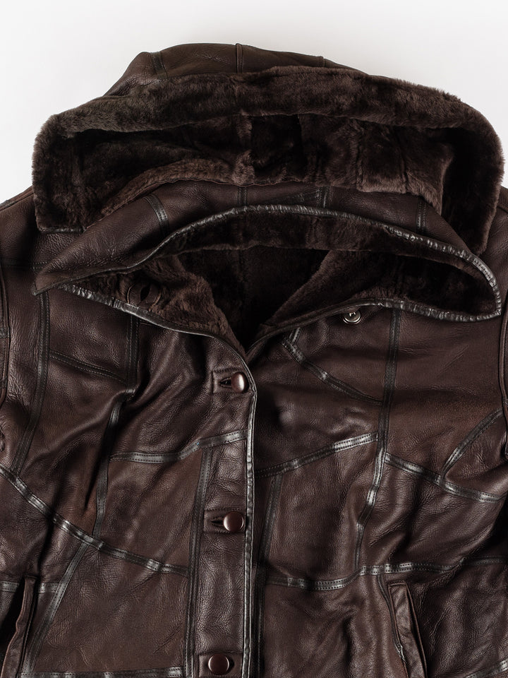 Vintage 80's Women Sheepskin Coat in BrownMN444
