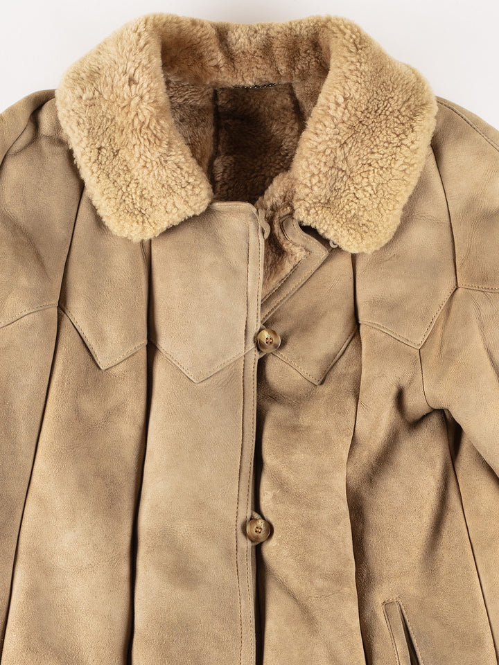 Vintage 80's Women Sheepskin Coat in BeigeMN648