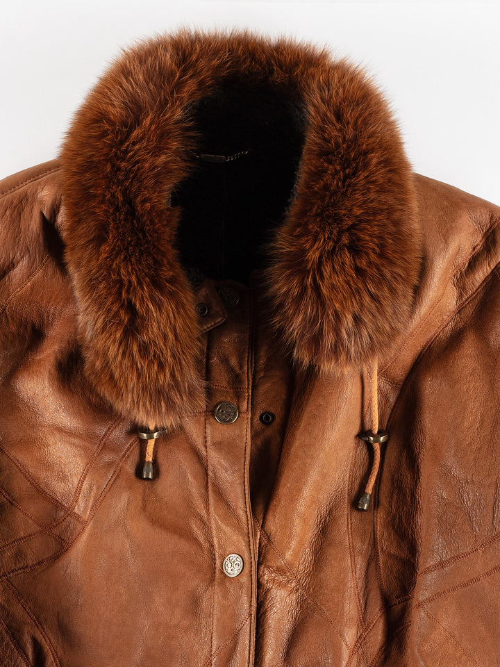 Vintage 80's Women Sheepskin Coat in BrownMN413