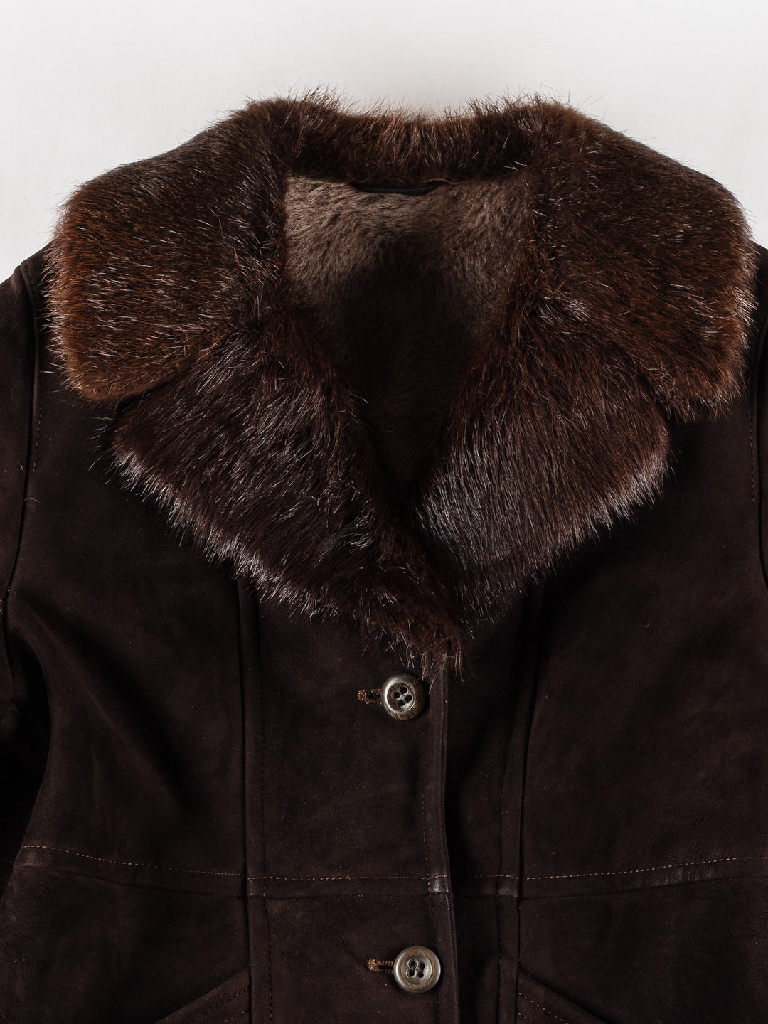 Vintage 80's Women Sheepskin Coat in BrownMN492