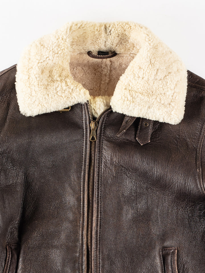 Vintage 80's Men Sheepskin Jacket in BrownVN332