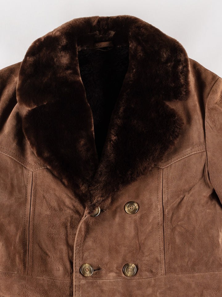 Vintage 70's Men Faux Sheepskin Coat in BrownVN598