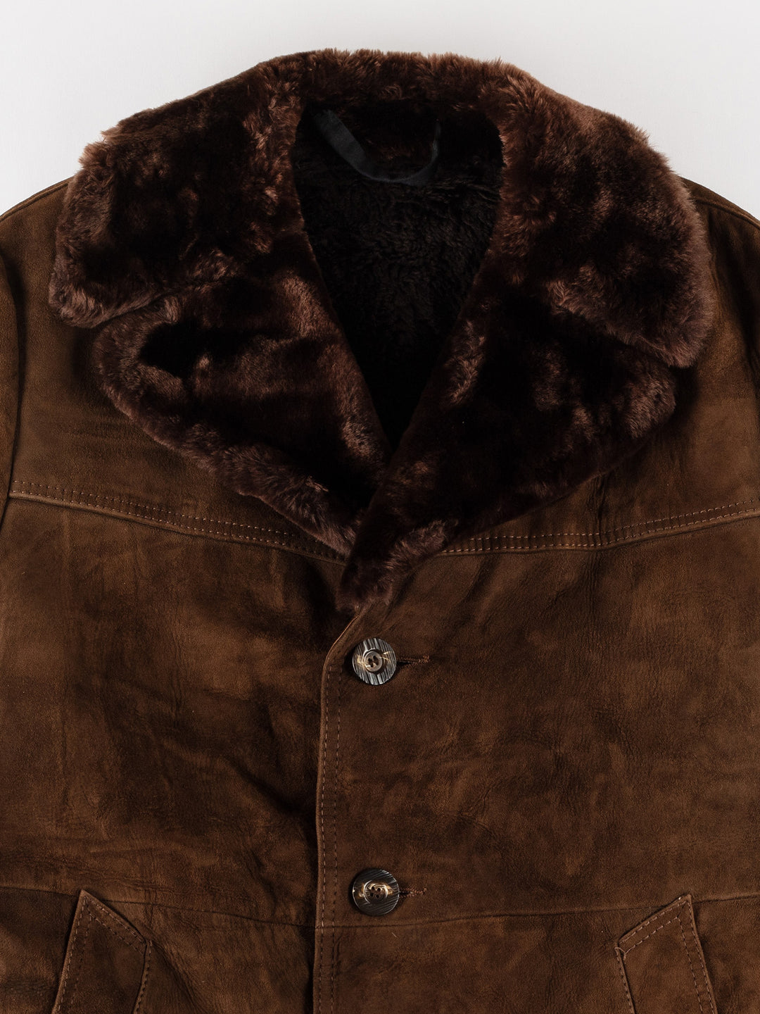 Vintage 80's Men Faux Sheepskin Coat in BrownVN575