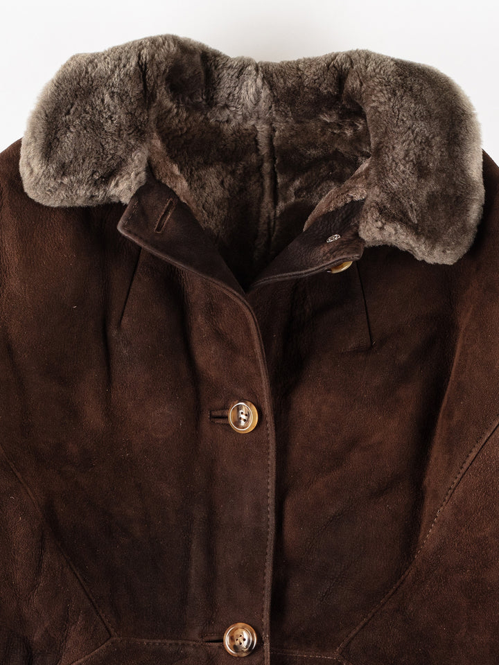 Vintage 80's Women Sheepskin Coat in BrownMN320