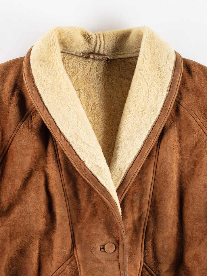 Vintage 80's Women Sheepskin Coat in BrownMN397