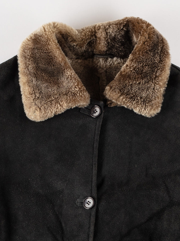 Vintage 80's Women Sheepskin Coat in BlackMN620