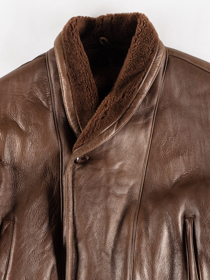 Vintage 80's Men Sheepskin Coat in BrownVN455