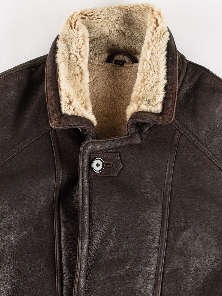 Vintage 80's Men Sheepskin Coat in BrownVN447