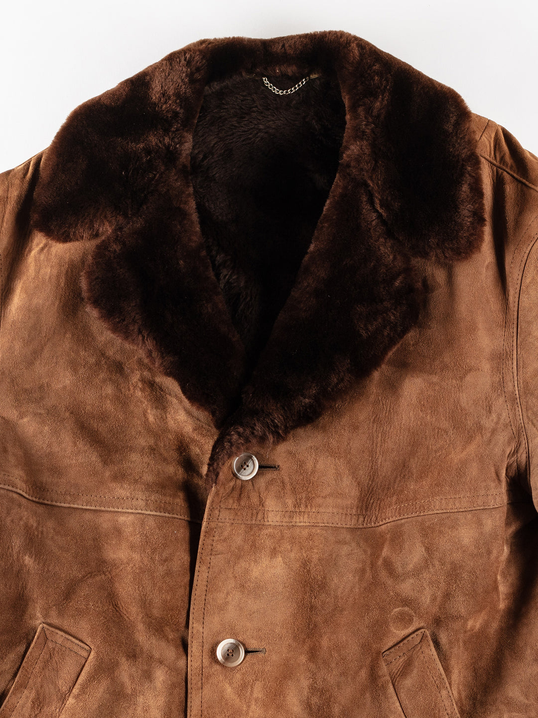 Vintage 70's Men Faux Sheepskin Coat in BrownVN321