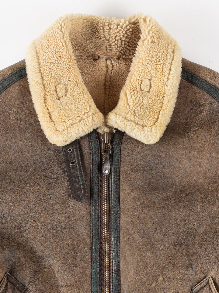Vintage 80's Men Sheepskin Jacket in BrownVN267