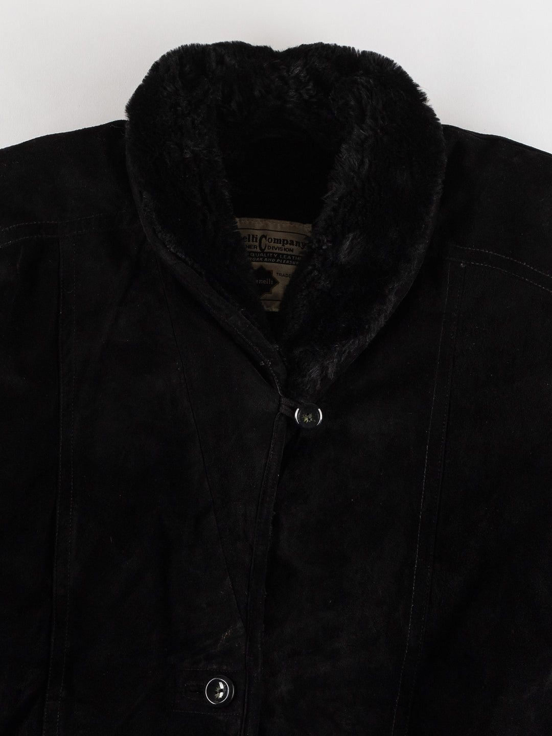Vintage 80's Women Faux Sheepskin Coat in BlackMN667