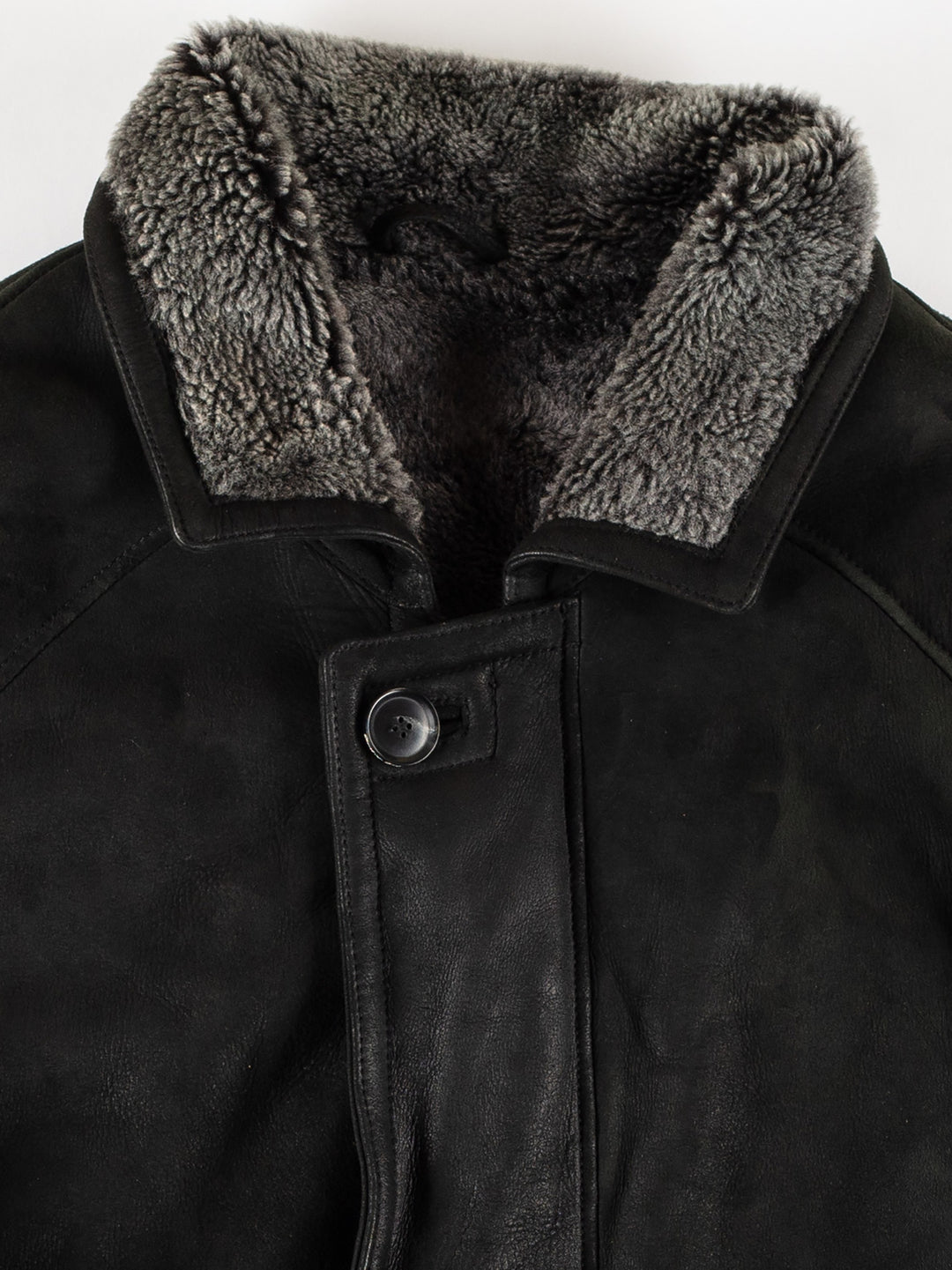 Vintage 80's Men Sheepskin Coat in BlackVN707