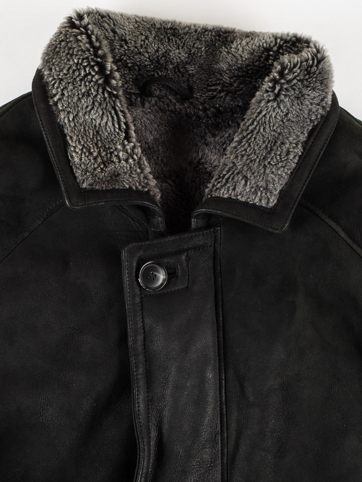 Vintage 80's Men Sheepskin Coat in BlackVN707