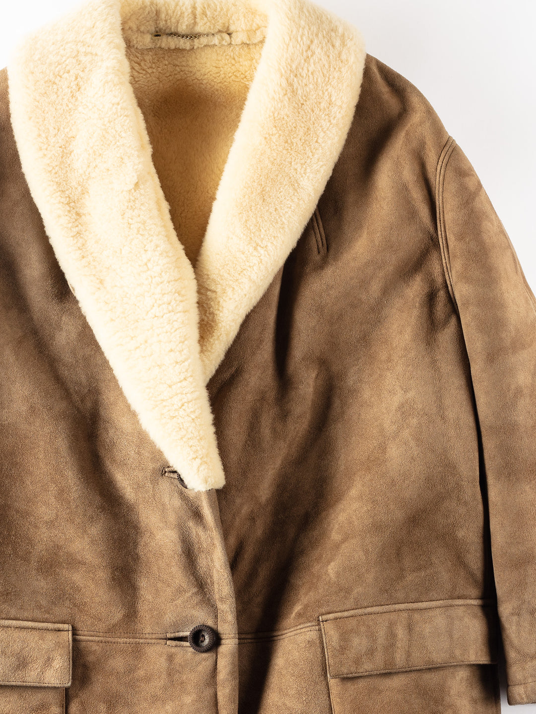 Vintage 70's Women Sheepskin Shearling Coat in Brown