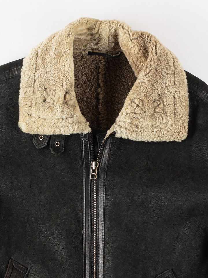 Vintage 80's Men Sheepskin Jacket in BlackVN272