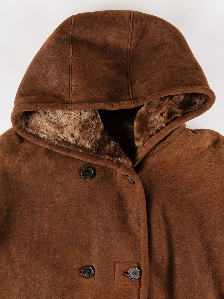 Vintage 80's Women Sheepskin Coat in BrownMN730