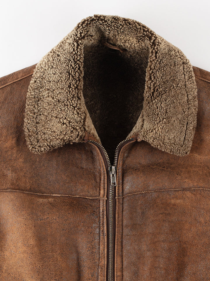 Vintage 80's Men Sheepskin Coat in BrownVN281