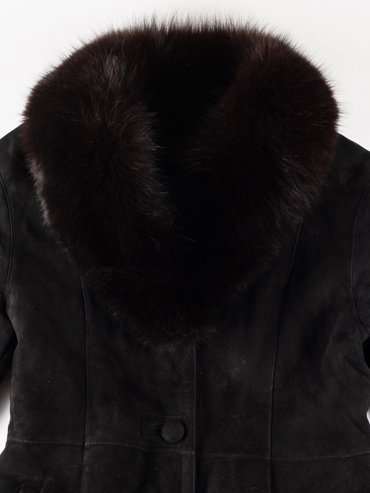 Vintage 70's Women Sheepskin Coat in BlackMN314