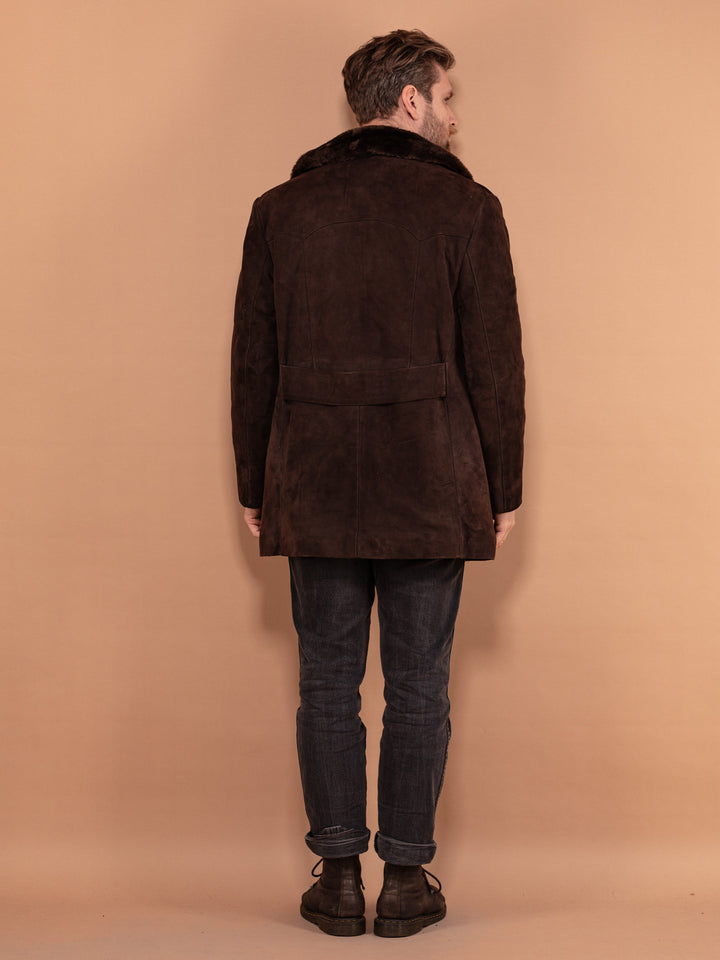 Vintage 70's Men Suede Sherpa Coat in Brown - NorthernGrip