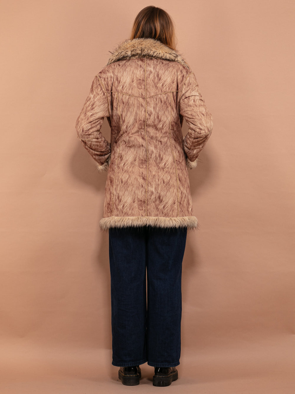 Vintage 90's Women Faux Penny Lane Coat in Beige - NorthernGrip