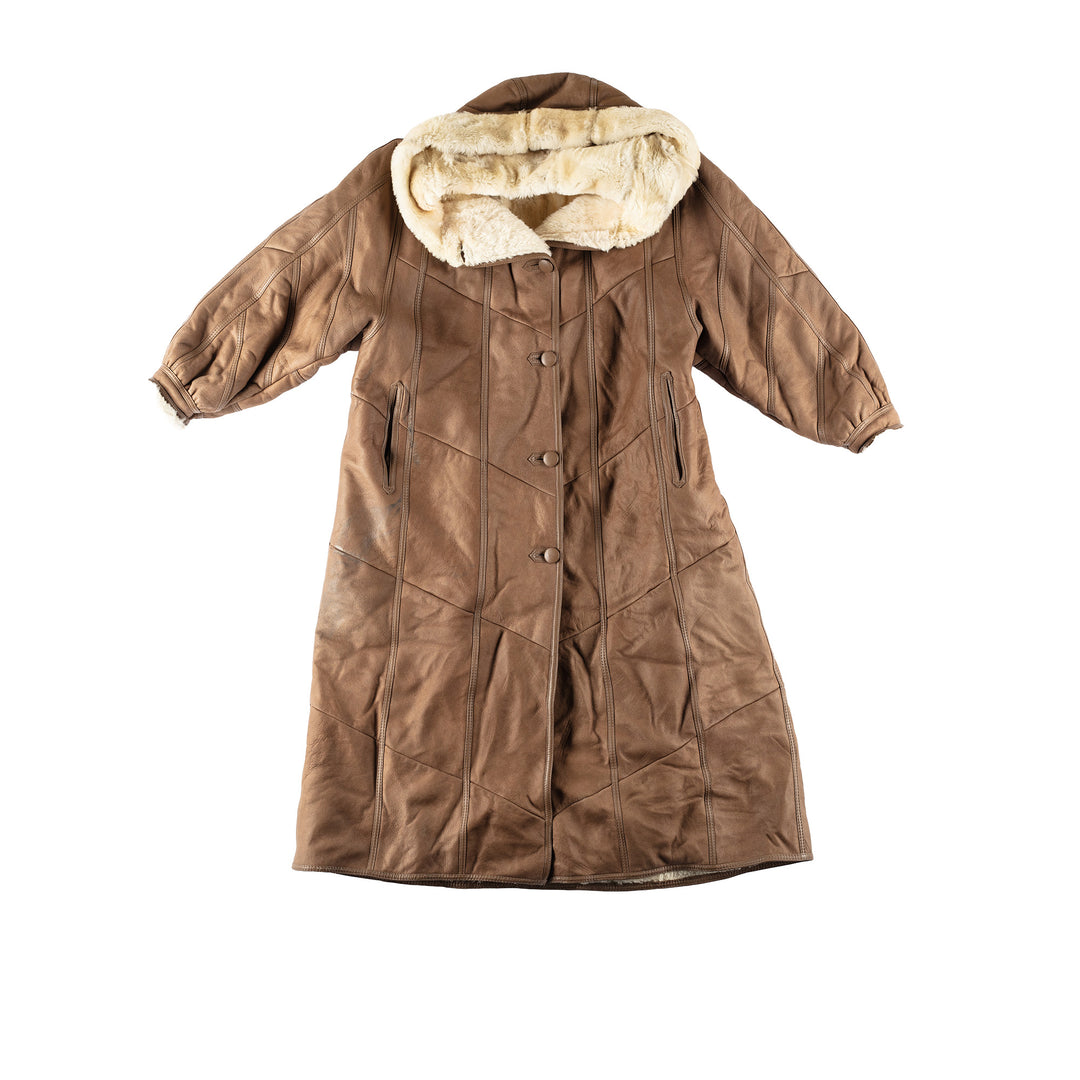 Vintage 80's Women Sheepskin Coat in BrownMN466