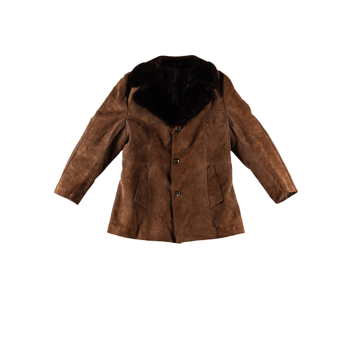 Vintage 70's Men Faux Sheepskin Coat in BrownVN701